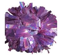 AIQIJOHI Pompons De Cheerleading 1 pièce, Pompon de Pom-Pom Girl, mélange Blanc métallique Bleu Clair et Noir, poignée bâton