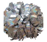 AIQIJOHI Pompons De Cheerleading 1 pièce, Pompon de Pom-Pom Girl, mélange Blanc métallique Bleu Clair et Noir, poignée bâton