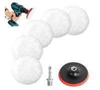 AiQInu 125mm Tampon Polissage En Laine, Jeu de disques de polissage 7 pièces, Pour Le Polissage Et Le Cirage De Voiture, Avec M14 Adaptateur De Perceuse