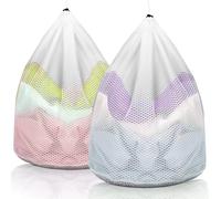 AiQInu 2 Pièces Filet a Linge, 50 x 60cm Sac à Linge avec Cordon de Serrage, Filet Linge Machine a Laver, Sac de Lavage Réutilisable en Maille, Filets de Lavage Fin pour Machine à Laver