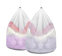 AiQInu 2 pièces Filet a Linge, Sac à Linge avec Cordon de Serrage, Filet Linge Machine a Laver, Sac de Lavage Réutilisable en Maille, Filet de Lavage, Fin pour Machine à Laver 40 x 30cm
