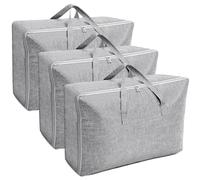 AiQInu 3 Pièces Grand Sac de Rangement 105L+84L+70L, Rangement sous Lit Pliable Closet Organizer Sac de Rangement pour Couette Imperméable avec Poignées Renforcées pour Édredons Couvertures Oreillers