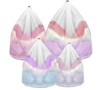 AiQInu 4 Pièces Filet a Linge, Sac à Linge avec Cordon de Serrage, Filet Linge Machine a Laver, Sac de Lavage Réutilisable en Maille, Filet de Lavage, Fin pour Machine à Laver