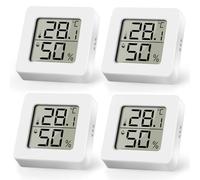 AiQInu 4 Pièces Mini Thermomètre Hygromètre, Digital Thermometre Interieur, Magnétique Hygrometre Haute Précision pour Maison, Chambre Bébé, Culture and Cave