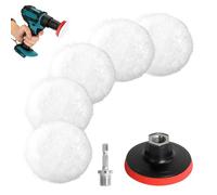 AiQInu 80mm Tampon Polissage En Laine, Jeu de disques de polissage 7 pièces, Pour Le Polissage Et Le Cirage De Voiture, Avec M14 Adaptateur De Perceuse