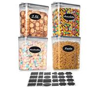 AiQInu Boite de Rangement Cuisine avec Couvercle 2.5L, 4 Boîtes Alimentaires Hermetique Organisation de Cuisine, pour Céréales, Farine et Aliments Secs