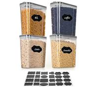 AiQInu Boite de Rangement Cuisine avec Couvercle 4L, 4 Boîtes Alimentaires Hermetique Organisation de Cuisine, pour Céréales, Farine et Aliments Secs