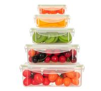 AiQInu Boîtes Alimentaires Hermétiques,5PCS (1.5L+1L+0.5L+0.24L+0.12L) Boîtes De Conservation Alimentaire Hermétiques, Sans BPA,Étanche, Plastique Empilable Pour Frigo&Micro-Ondes