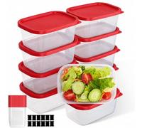 AiQInu Boîtes de conservation rectangulaires avec couvercle - Lot de 10, 710 ml chacune, sans BPA, contenants hermétiques pour aliment, lavables au lave-vaisselle (Rouge)