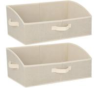 AiQInu Boîtes de Rangement en Tissu 28L,Panier Rangement 50x28.5x20cm,Grande Cube de Rangement Pliable en Tissu Ouvertes avec Poignées pour Vêtements, Jouets, Livres, Armoire,Lot de 2