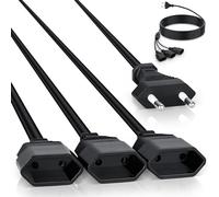 AiQInu Câble D'extension Euro 3 en 1, Rallonge Electrique 3m, Câble d'alimentation Plat et Rotatif 2.5A/250V, Rallonge Electrique Noire pour TV PC Outils Maison Bureau