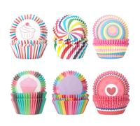 AiQInu Caissettes Muffins Papier - 300 Caissettes Cupcake Caissette, Résistants à la Chaleur, 6 Couleurs Différentes, Idéales pour Muffins et Cupcakes, Pour Cuisson, Mariage, Anniversaire, Fête