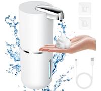 AiQInu Distributeur Savon Automatique, 380ml Distributeur de Savon avec Capteur de Mouvement Infrarouge, Mural, Rechargeable par USB C, Étanche IPX5, Idéal pour Maison, Bureau, Hôpital, Hôtel