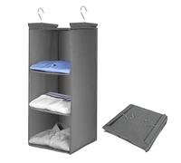AiQInu Étagère de penderie à Suspendre, Organisateur de Placard de Rangement Suspendu avec 3 Compartiments, Organisateur Suspendu avec Crochets en Métal Pliable et Gain de Place Système de Rangement