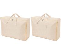 AiQInu Grand Sac de Rangement 105L, Rangement Sous Lit Pliable Closet Organizer Sac de Rangement pour Couette Imperméable avec Poignées Renforcées pour Édredons Couvertures Oreillers Vestes Beige