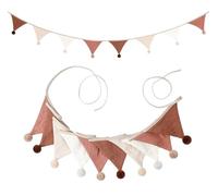 AiQInu Guirlande de Fanions avec des Boules, Colorée Triangle Flag Banner, Fanions Guirlande pour Chambre d'enfant en Tissu (Couleur Beige-café)