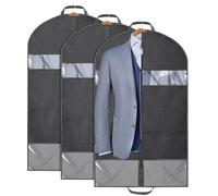 AiQInu Housse Vetements à Suspendre, 3Pcs 100x60cm Housses de Vêtements de Haute Qualité, Anti Poussière Humidité Housse Vetements Longue, Housse Vetement Penderie pour Costume, Veste et Robe