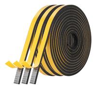AiQInu Joint Fenetre Isolation, Joint Porte Mousse Adhésif 3 Rouleaux 12mm x 6mm x 5m Multi-fonction Caoutchouc Calfeutrage Joint Antichoc d'Isolation Phonique pour Meuble Protection de Climatiseur