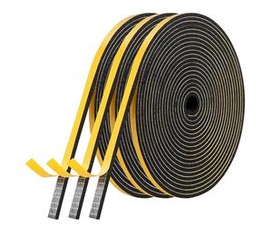 AiQInu Joint Fenetre Isolation, Joint Porte Mousse Adhésif 3 Rouleaux 6mm x 3mm x 5m Multi-fonction Caoutchouc Calfeutrage Joint Antichoc d'Isolation Phonique pour Meuble Protection de Climatiseur