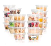 AiQInu Lot de 24 Barquettes Alimentaires Réutilisables, 12 Oz (355 ml) avec Couvercle, Hermétiques, Allant au Congélateur et Micro-ondes, Sans BPA, pour Meal Prep