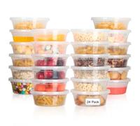 AiQInu Lot de 24 Barquettes Alimentaires Réutilisables, 8 Oz (237 ml) avec Couvercle, Hermétiques, Allant au Congélateur et Micro-ondes, Sans BPA, pour Meal Prep, Conservation des Aliments