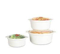 AiQInu Lot de 3 bol Soupe Micro Ondes avec Couvercle à Valve, Round Dish Microwave, Multifonction Bol Plastique BPA Free, Lavable Lave-Vaisselle, Pour Repas, Stockage Alimentaire