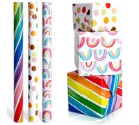 AiQInu Lot de 3 Papier Cadeau Set 43×300cm, Wrapping Paper, Rouleau de Papier Cadeau pour La Rentrée Scolaire Anniversaire Mariage Noël