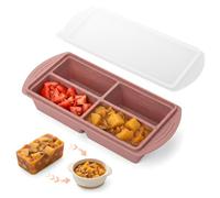 AiQInu Moule à Bouillon et Purée, Bac Congélation Silicone 4 Cases avec Couvercle Étanche, Sans BPA, Pour Repas, Glaçons, Meal Prep