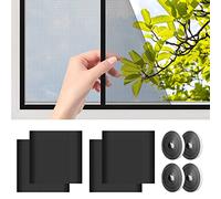 AiQInu Moustiquaire Fenetre 130cm x 150cm, Lot de 4 Universelle Anti Moustique Fenetre Recoupable avec Bande Adhésive Maille Fine Filet Ecran Fenêtre sans Perçage