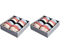 AiQInu Organisateur Tiroir pour Sous-Vetements,Boîtes de Rangement Soutien Gorges avec 7 Compartiments,Pliables Placard Boite Rangement Tiroir pour Soutien-Gorges, Cravates, Foulard (Lot de 2)