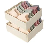 AiQInu Organisateur Tiroir pour Sous-Vetements Lot de 2,Boîtes de Rangement Soutien Gorges avec 7 Compartiments,Pliables Placard Boite Rangement Tiroir pour Soutien-Gorges, Cravates, Foulard