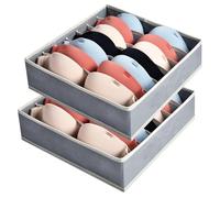 AiQInu Organisateur Tiroir pour Sous-Vetements Lot de 2,Boîtes de Rangement Soutien Gorges avec 7 Compartiments,Pliables Placard Boite Rangement Tiroir pour Soutien-Gorges, Cravates, Foulard