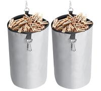AiQInu Panier Pince à Linge, Gris Anti-poussière avec Mousqueton Suspendu, Rangement pour 200 épingles à Linge, Organisateur d'épingles à Linge pour l'intérieur et l'extérieur(2 pièces)