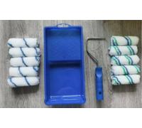 AiQInu Petit Rouleau Peinture Kit, Inclut 10 Rouleaux de Peinture(10cm) + 1 Cadre + 1 Plateau, Professionnel Rouleau Laqueur pour Murs et Plafonds émulsion