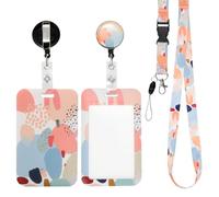 AiQInu Porte Badge avec Cordon, avec Clip de Mousqueton de Bobine de Badge Rétractable et Sangle de Longe Détachable, pour Porte Badges d'Identification, Clés pour Bureaux, Conférences