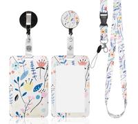 AiQInu Porte Badge avec Cordon, avec Clip de Mousqueton de Bobine de Badge Rétractable et Sangle de Longe Détachable, pour Porte Badges d'Identification, Clés pour Bureaux, Conférences