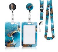 AiQInu Porte Badge avec Cordon, avec Clip de Mousqueton de Bobine de Badge Rétractable et Sangle de Longe Détachable, pour Porte Badges d'Identification, Clés pour Bureaux, Conférences