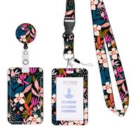 AiQInu Porte Badge avec Cordon, Lorale Porte Cartes Enrouleur avec Clip de Badge Rétractable, Sangle de Longe Détachable, pour Enseignants, Infirmières, Médecins, Etudiants