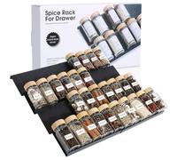 AiQInu Rangement Epices Cuisine 8PCS, Extensible de 23cm à 46cm Rangement Epices Tiroir, Insert de Tiroir à Épices, Ajustable pour Placards et Tiroirs - Pour Sel, Épices, Vitamines