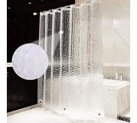 AiQInu Rideau de Douche 200x200 cm 100% EVA Rideau de Baignoire Imperméable 3D Transparent Lavable de Rideaus Salle de Bain avec 13 Crochets Anti-Rouille