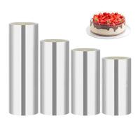 AiQInu Rodoide Transparent Patisserie 4 Rouleaux, Rhodoid patisserie 6cm/7cm/8cm/10cmx10m, Rhodoïde Feuille, Patisserie Film Bordure Gâteau Réutilisable en Acétate pour Entourer Les Gâteaux