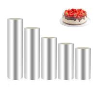 AiQInu Rodoide Transparent Patisserie 5 Rouleaux, Rhodoid patisserie 6cm/7cm/8cm/10cm/12cm x10m, Rhodoïde Feuille, Patisserie Film Bordure Gâteau Réutilisable en Acétate pour Entourer Les Gâteaux