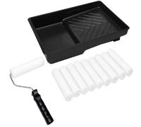 AiQInu Rouleau Peinture Kit 12 Pièces, Inclut 10 Rouleaux de Peinture(15cm) + 1 Cadre + 1 Plateau, Rouleau Laqueur, Professionnel Kit Pinceaux Peinture pour Murs, Meubles & Surfaces Lisses
