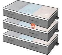 AiQInu Sac de rangement sous lit 75l, Lot de 3 rangement sous lit Pliable Closet Organizer Sac Souple Grande Capacité avec Fenêtre Transparente Poignées Renforcées Organisateur à Glissière