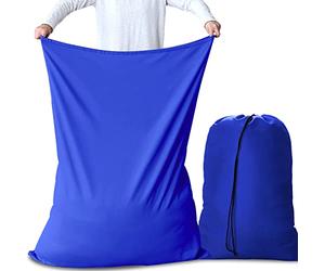 AiQInu Sacs de Linge Pliables avec Cordon de Serrage Lot de 2, Résistants aux Déchirures Portables, Grande Capacité pour Étudiants Appartements Voyages Vacances Collège,70 x 115cm