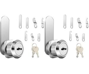 AiQInu Serrure Métallique 20 mm, avec 7 Plaques de Serrure Différentes et 2 Clés, pour Boîte aux Lettres, Armoire, Casier, Boîte à Outils, Classeur (Lot de 2)