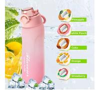 Air Gourde Bouteille 720ml sans BPA,5 capsules pods différentes saveurs fruitées,Eau 0sucre Bouchon anti-fuite et paille,Rose