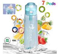 Air Gourde Bouteille d'eau 650ML parfumée up fruits - Sans BPA - avec 7 Dosettes de saveur et Paille - Bleu - 1