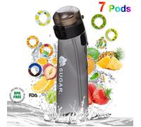 Air Gourde Bouteille d'eau 650ML parfumée up fruits - Sans BPA - avec 7 Dosettes de saveur et Paille - Gris - 1