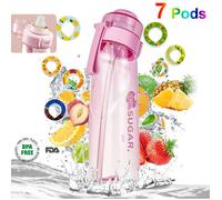 Air Gourde Bouteille d'eau 650ML parfumée up fruits - Sans BPA - avec 7 Dosettes de saveur et Paille - Rose - 1